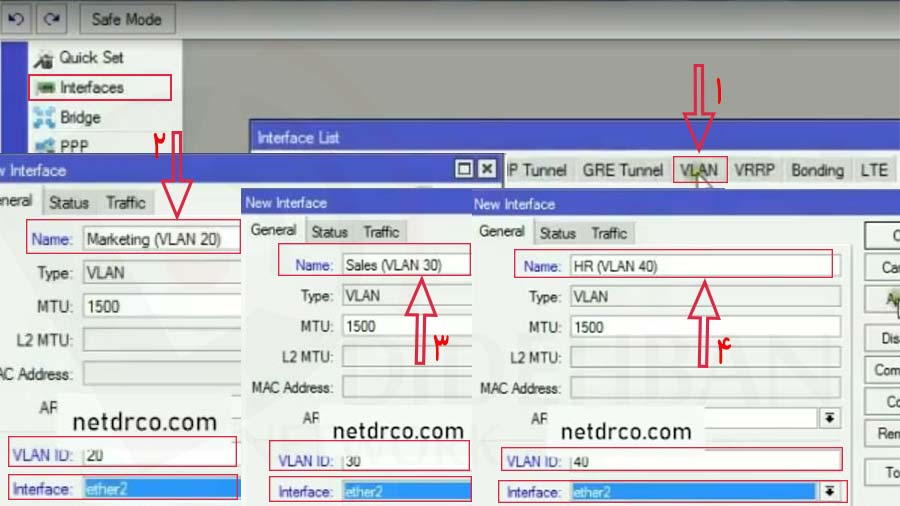 پیکربندی مسیریابی VLAN در میکروتیک