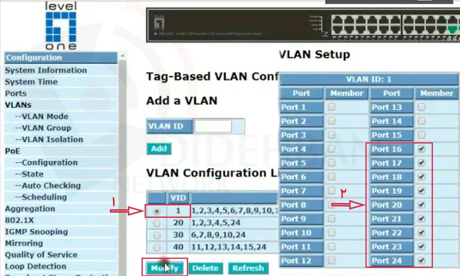 پیکربندی مسیریابی VLAN در میکروتیک