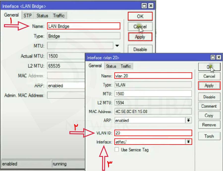 پیکربندی VLAN و Bridge در میکروتیک